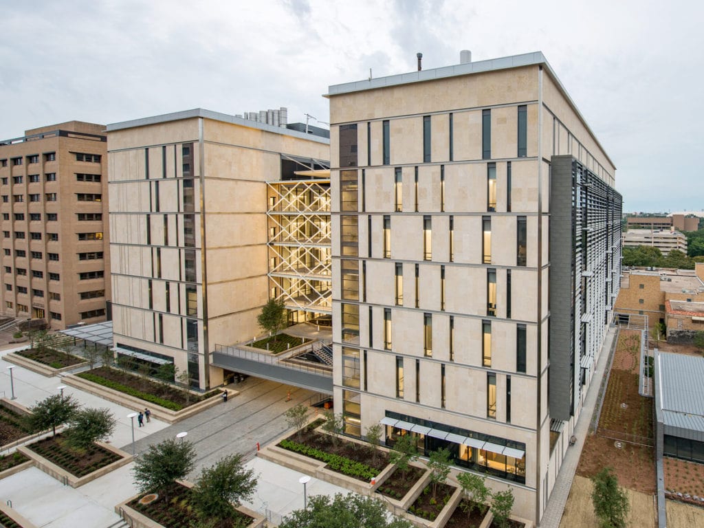 Aerial view of the UT Austin EERC building