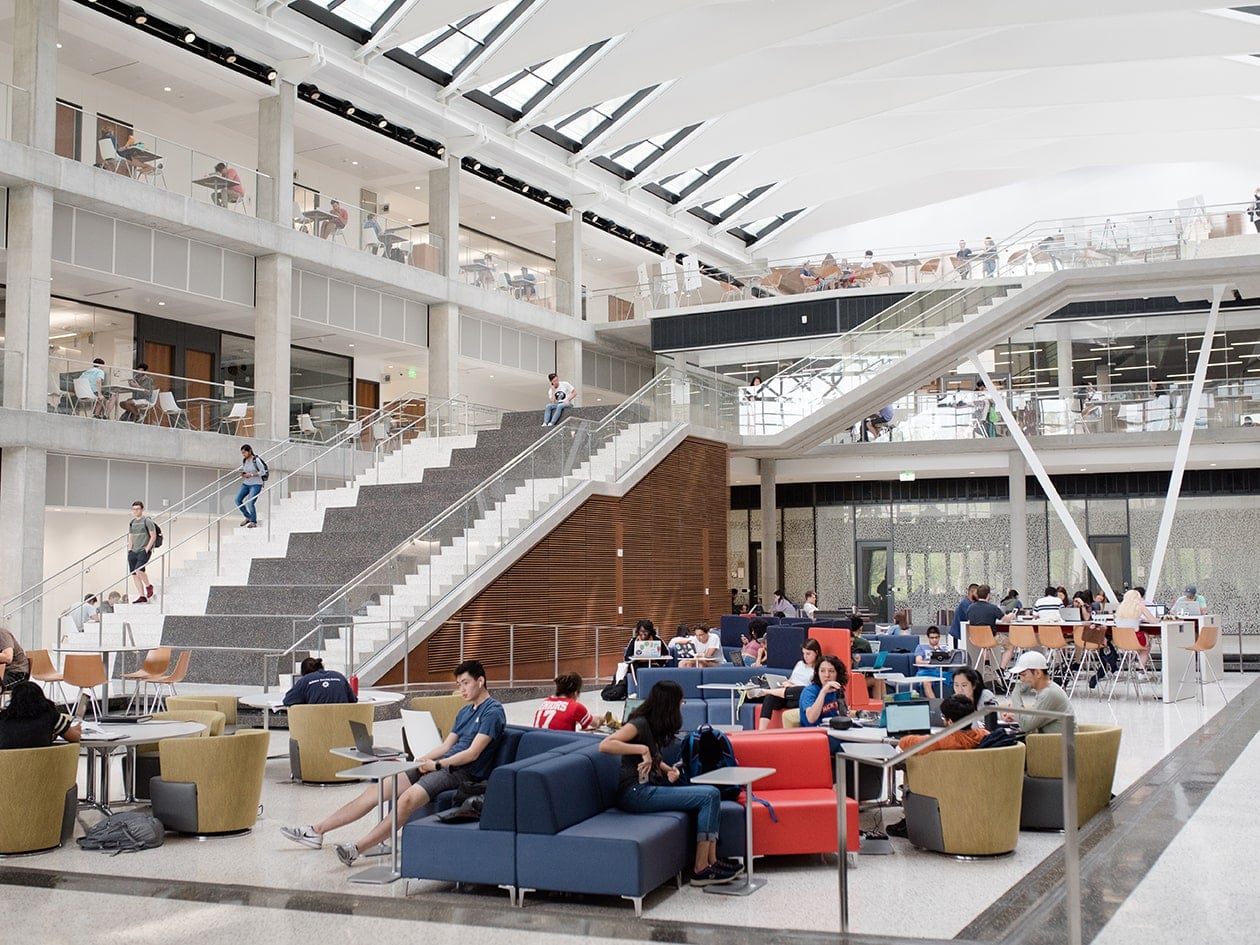 Engineering Education and Research Center full of Texas engineering students