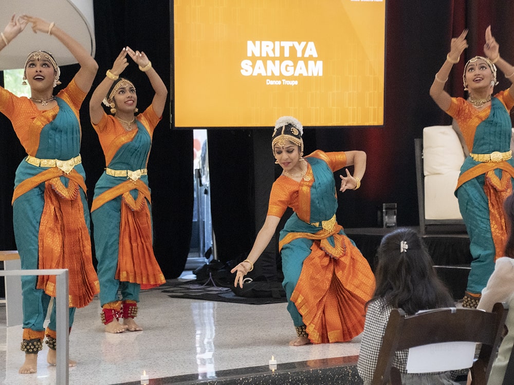 The Nritya Sangam dance troupe performing at the Chandra Naming ceremony