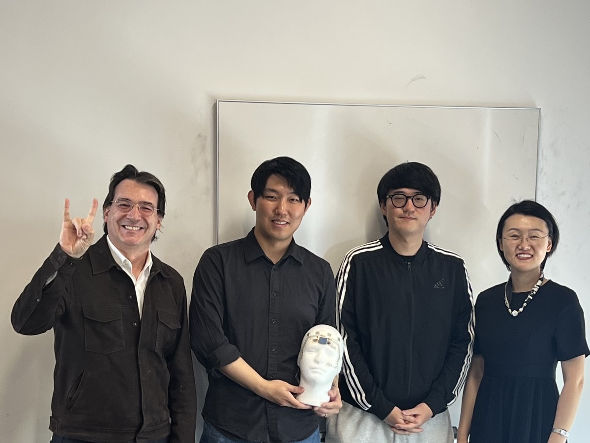 Texas Engineers who worked on the forehead e-tattoo pose together