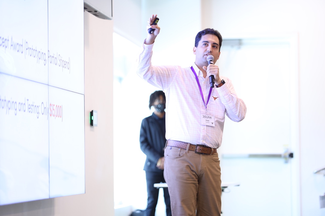 Texas Engineer Iman Salafian speaks at an event