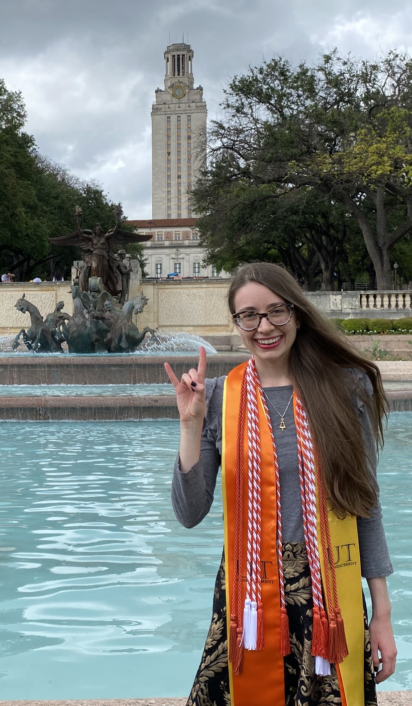 katharine fisher with ut tower